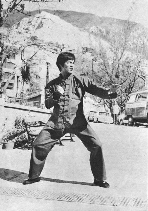 Bruce Lee on the set of Fist of Fury
