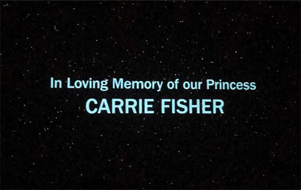 In loving memory of our princess Carrie Fisher