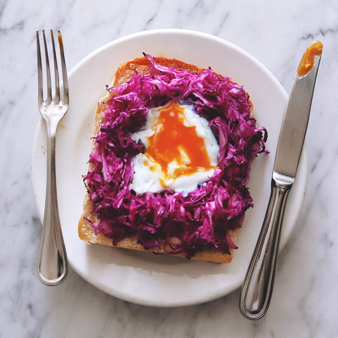 red cabbage toast